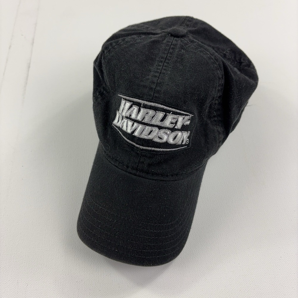 Harley-Davidson Hat Cap Fitted Mens Large Black Stretch Baseball Embroidered